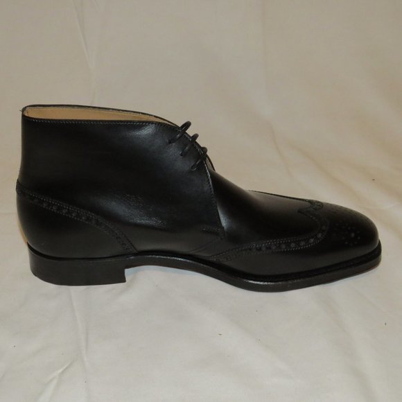 Peal Co Crockett Jones Black Wingtip Boots 8D NWB - Picture 5 of 12